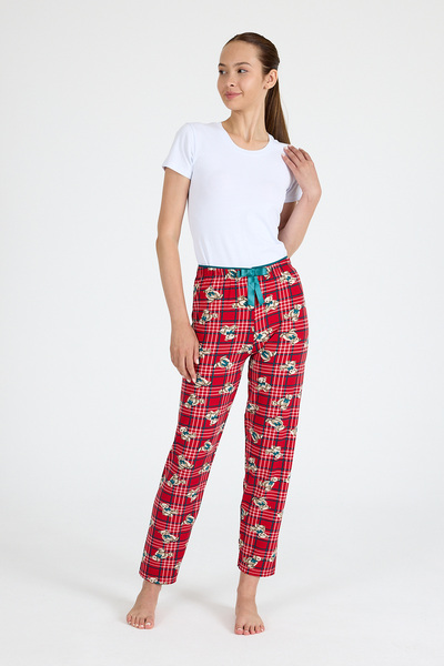 Rays بنطال بيجامة محبوك منقوش على شكل دمية دب أحمر 4519