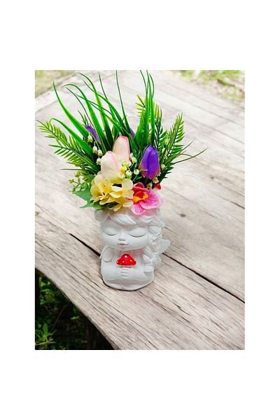 OEM Vaza bust din ipsos cu aranjament floral