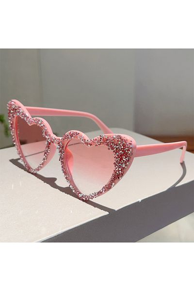 Choice without case pink-gradient pink KAMMPT Vintage Heart Shaped Sunglasses with Rhinestones Women 2024 N