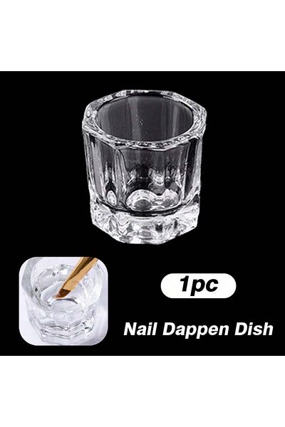 Choice 1pcs Mini Crystal Glass Clear Acrylic Small Octagonal Powder Liquid Nail Cup Nail Brush Cleaning Liq