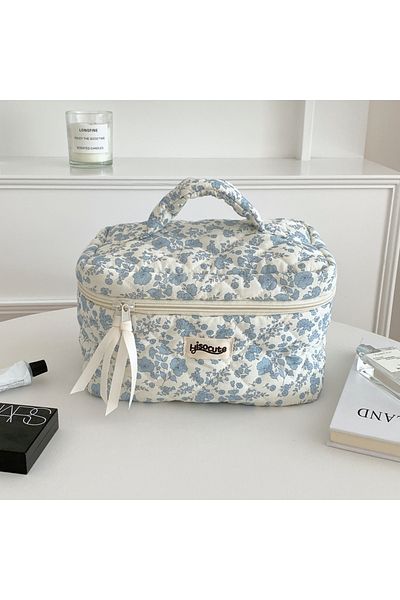 Choice only big 3pcs Cotton Flower Women Cosmetic Bag Fabric Storage Bags Big Capacity Travel Organzier Pou