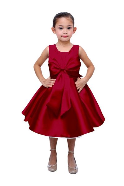 ddaniela D' Daniela - Fluffy Party Dress with the Bowl in front for Girls - Burgundy