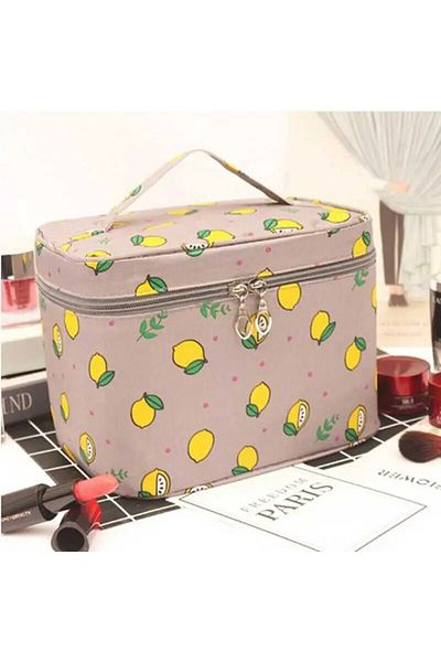 Choice Lemon Grey Handheld Makeup Storage Bag Waterproof Portable Multifunctional Travel Cosmetic Cleaning