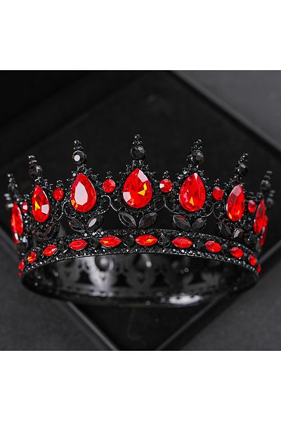 Choice Red Baroque Crystal Tiaras And Crowns Rhinestone Prom Diadem Headband Crown Bridal Wedding Hair Acce