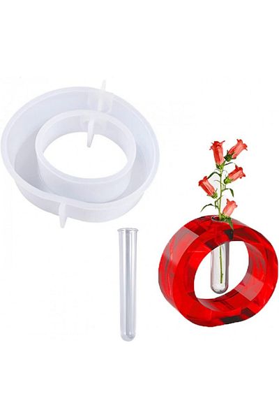 COLEESON flower vase resin mold, silicone, white, round, 14.2 x 13.3 x 7 cm