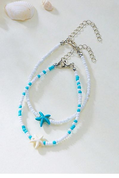 New Obsessions Ocean Star Beaded Anklet Set