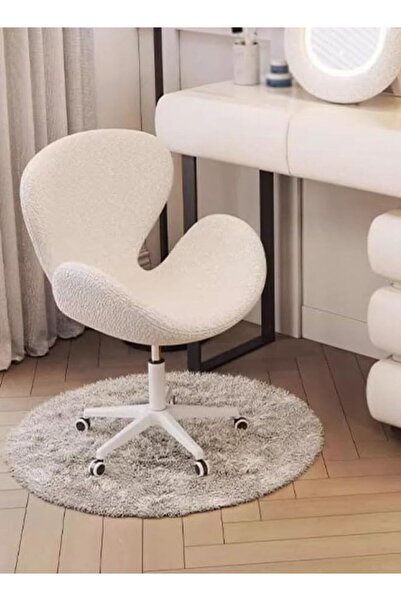 Türkiye Contemporary White Velvet Storage Chair with Walnut Finish for Bedroom & Living Room