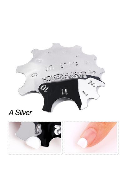 Choice A Silver Pro 12 Style Easy French Smile Cut V Line Edge Trimmer Nail Cutter Almond Design Nail Stenc