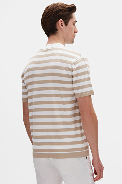 D'S Damat Μπλουζάκι Ds Damat Regular Fit Μπεζ ριγέ