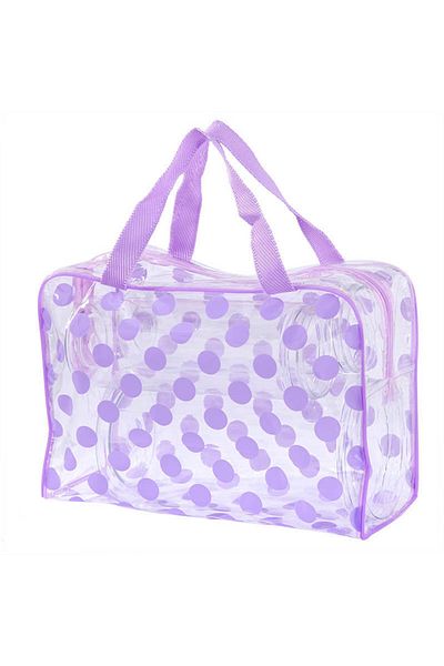 Choice PURPLE Transparent polka dot women's makeup bag Waterproof PVC Cosmetic Bag Portable Women Storage B