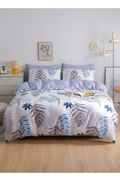 LUNA HOME Queen Size Bedding set without Filler, Reversible Duvet Cover Set, with a Lovely Leaf Design.