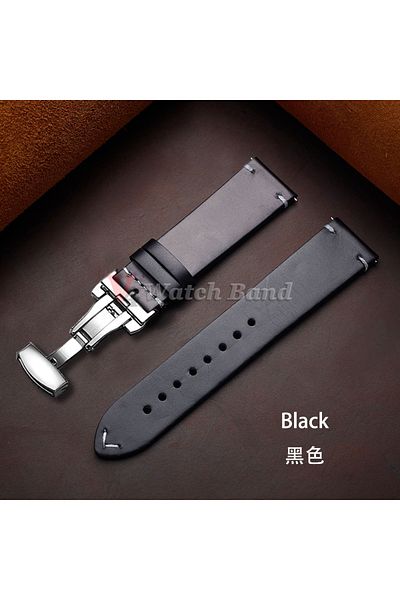 Choice 20mm B-Black Stitching Oil Wax Cowhide Strap for Omega 18/19/20/21/22/24mm Bracelet for Seiko Vintag
