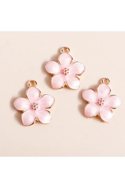 Choice Pink 10pcs 10pcs 17*15mm Cute Enamel Hibiscus Flowers Charms For Jewelry Making Cute Sakura Charms N