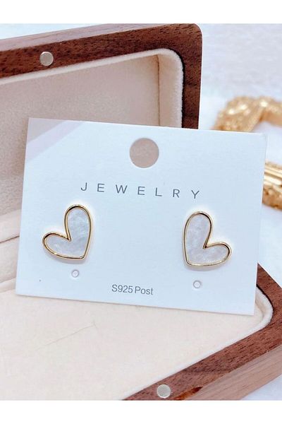 Choice White IFYOUOO Vintage Small Heart Earrings for Women Fashion Jewelry Gift Delicate Girly sweet Earri