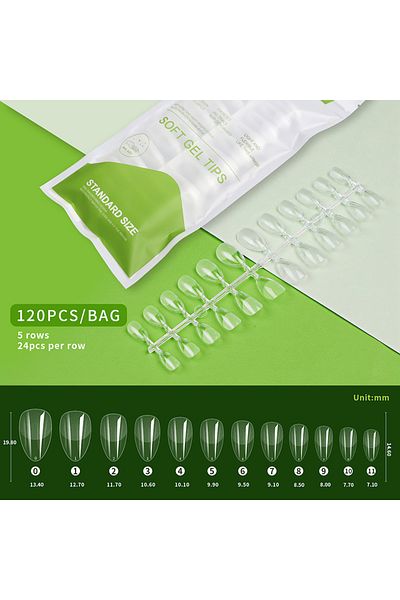 Choice 120pcs 02 120pcs/bag Ballet False Nail Fully Transparent Acrylic Nails Set Press on Nails Tips Mixed