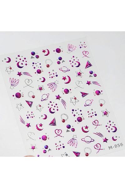 NAILFYOU M856 Purple Starlit Sky Star Moon Planet Wings Colour Abstract High Saturation Self Adhesive Nail Ar