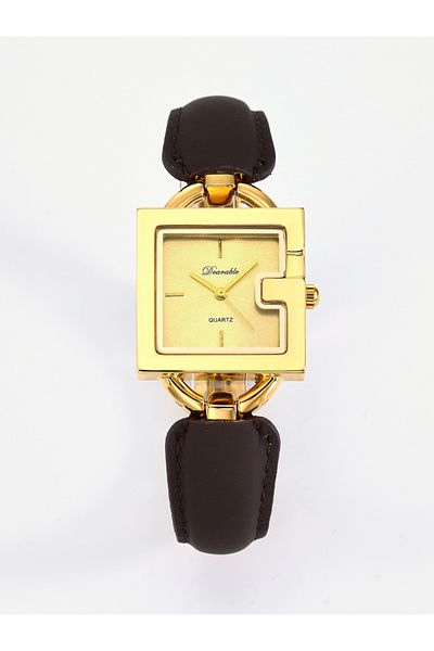Choice Deep Brown Gold Ladies' square belt watch, simple and fashionable quartz watch, waterproof and lumin