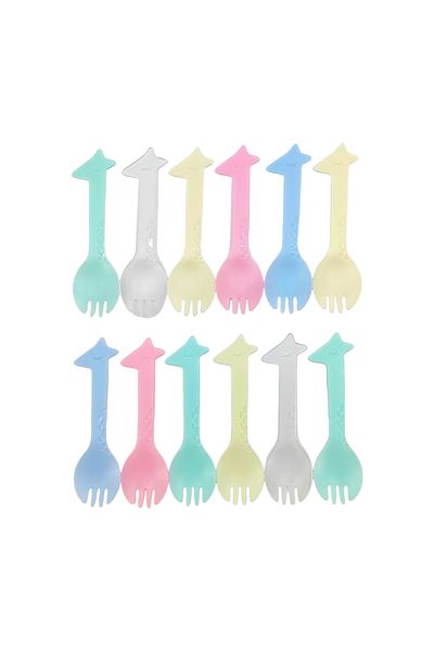 OEM Set of 12 colorful party spoons, reusable, made of plastic, size 10 cm, 2260-24