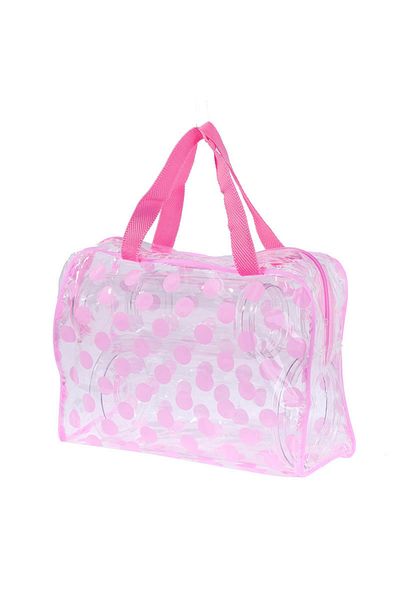 Choice PINK Transparent polka dot women's makeup bag Waterproof PVC Cosmetic Bag Portable Women Storage Bag