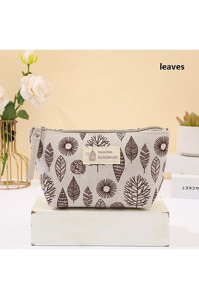Choice leaves New Canvas Cosmetic Bags Zipper Opening Key Card Holder Cartoon Student Pencil Case Coin Purs