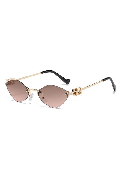 Choice GREY PINK C6 New Fashionable Men Borderless Diamond Shaped Sunglasses High-End Metal Neutral Style S
