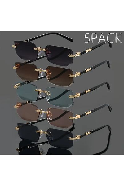Choice 5PCS C2 5pcs Metal Fashion Glasses | Frameless Square Retro Classic Trendy Stylish | Suitable For Su