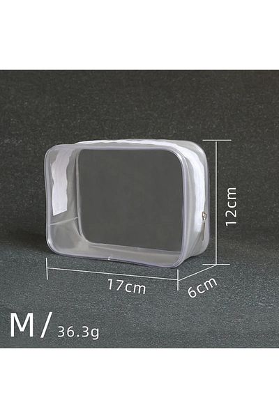 Choice M Clear PVC Makeup Bag Travel Organizer Waterproof Toiletry Bag for Cosmetics and Essentials Wash B.