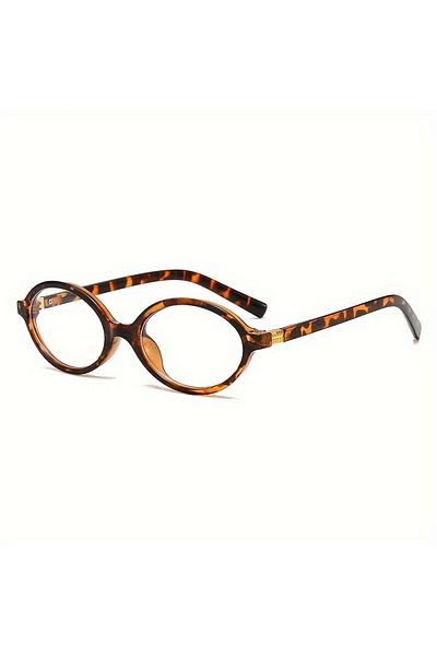 Choice Leopard white Retro Oval Fashion Glasses with Anti-Glare Lenses - Chic Small Frame, Ideal for Party