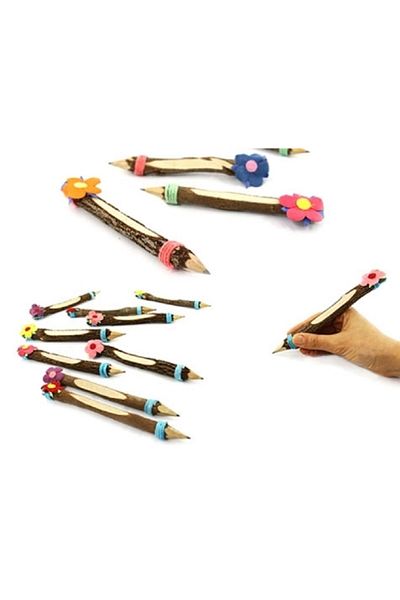 Ayver 18cm Decorated Tree Wood Decorative Pencil Wood Lead Pencil 2Pcs