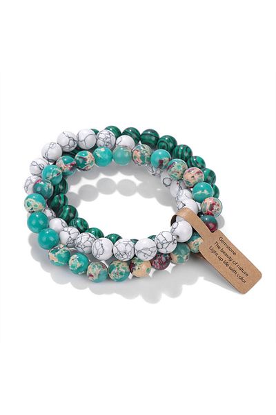 Choice 8mm-19cm Mixed color-H Natural Stone Crystal Beads Semi Precious Women's Bracelet Amethyst Multi Lay