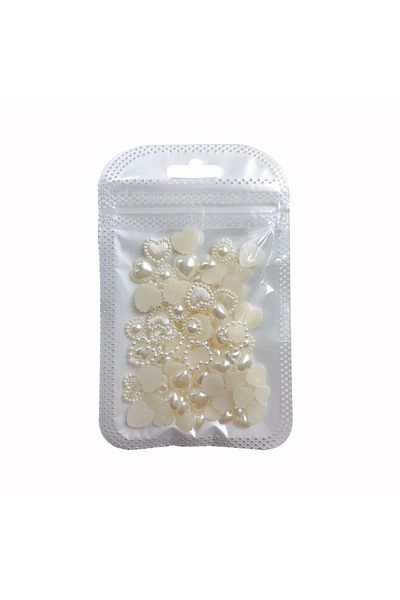 Choice WHITE 100PCS Mixed 3D Pearls & Love Heart Rhinestones Nail Art Decorations Embellishments Craft Acce