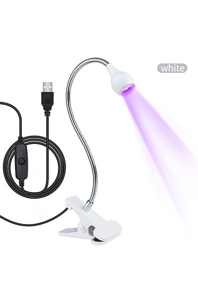 Choice WHITE 5W UV Gel Nail Curing Lamp, LED UV Light with Clip and Flexible Tube, Nail Dryer for Gel Polis
