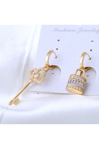 Choice Gold Color 2023 New Premium Classic Key and Lock Earrings Women's Korean Fashion Jewelry Accessories