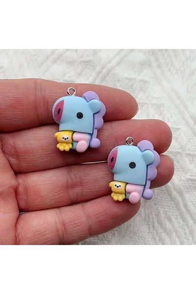 Choice COLOR 5 10Pcs Cartoon Animal Resin Charms Kawaii DIY Decor Accessories Earring KeyChain Necklace Tri