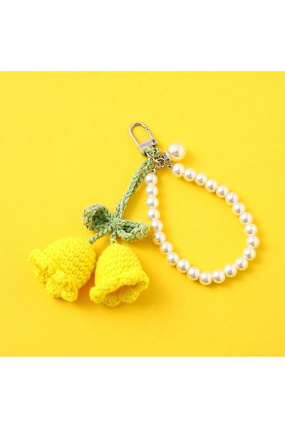 Choice Yellow A ZAKOL Handmade Flower Knitted Keychain Keyring Women Crocheted Wool Flower Leaf Key Ring Ch