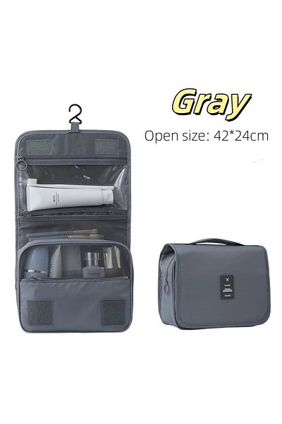 Choice GRAY High Quality Travel Makeup Bag Waterproof Toiletries Organizer Women Neceser Bathroom Hook Was
