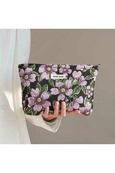 Choice13 15 Women's Makeup Bag Color Floral Canvas Large Capacity Lipstick Ai...