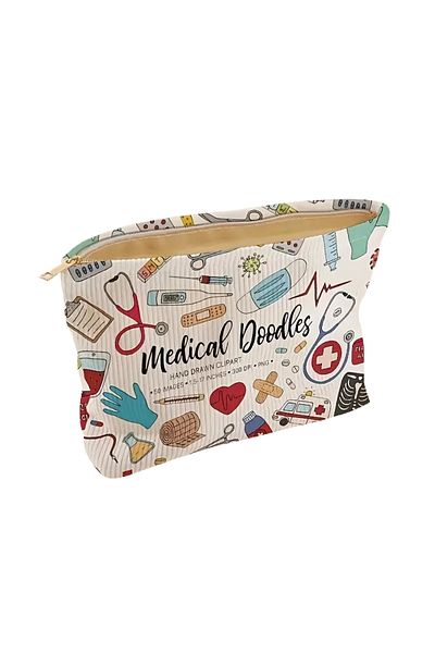 Choice Medical graffiti Medical Graffiti Printed Corduroy Makeup Bag, Lightweight Zipper Makeup Storage Box