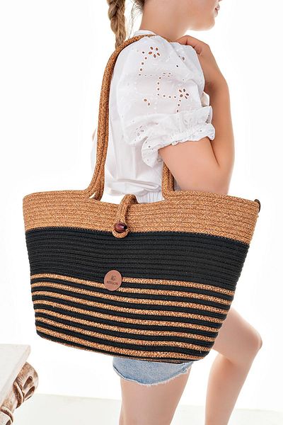 Aymood Women's Straw Bag Hand Braided Jute Straw Shoulder Beach Bag