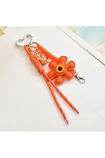 Choice Orange Fashion Creative Leather Sunflower Braided Rope Bag Charm Keychain for Women Ladies Stylish B