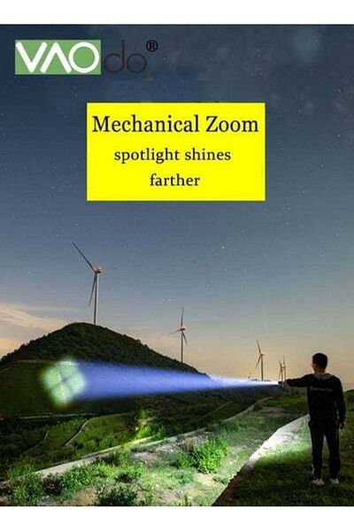 VAODO P90 LED Flashlight Zoom 3 Mode High Lumens Handheld Rechargeable Flashlight Powerful Torch