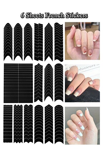 Choice style1 (6 أوراق) 6/12 ورقة أنماط نصائح فن الأظافر الفرنسية ملصقات قوالب قابلة لإعادة الاستخدام DIY M