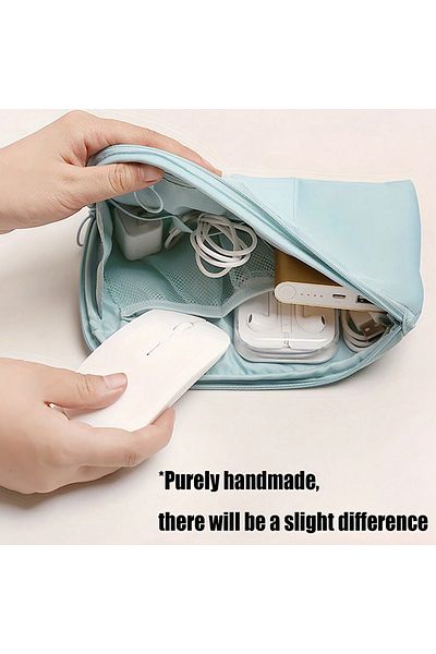 Choice Blue NEW Simple Cosmetic Bag Portable Multi-function Data Cable Storage Bag Travel Mobile Digital De
