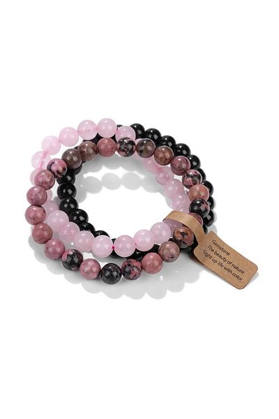 Choice 8mm-19cm Mixed color-C Natural Stone Crystal Beads Semi Precious Women's Bracelet Amethyst Multi Lay