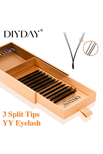 Choice1 8-14 مزيج 0.07 مم D أسود DIYDAY 3 أطراف مقسمة YY تمديد الرموش C D تجعيد رموش المنك الناعمة الطبيعية Prema