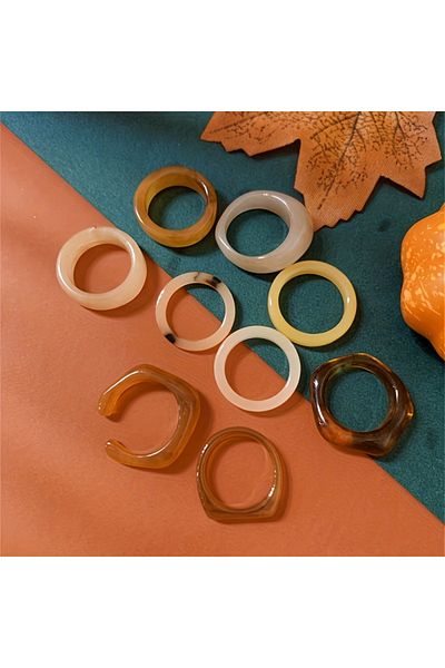 Choice 7-8-9 MULTI 9-piece set of Bohemian vintage stacked wide face rings for women's personalized matchin