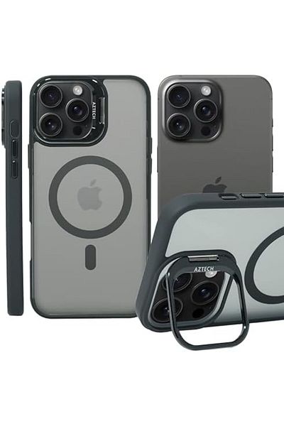 Aztech for iPhone 16 Pro Case, Compatible with MagSafe, Built-in Stash Stand Phone Case, Military-Gr