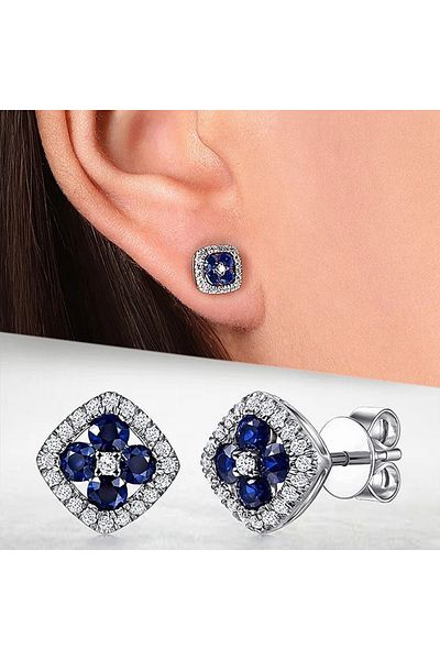 Choice E3515 Huitan Chic Square Stud Earrings for Women Bling Bling Blue/White Cubic Zirconia Ear Accessori
