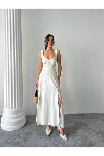 MAXMOOR Tulip Midi Dress - White