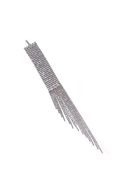 Choice SILVER PLATED Fashion Long Tassel Rhinestone Bracelet Hand Jewelry for Women Bridal Crystal Statemen